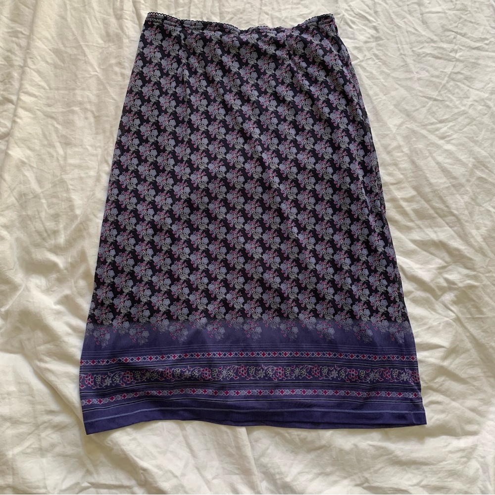 Women’s Purple Express Slip Skirt with Floral Pattern Size XS Y2K